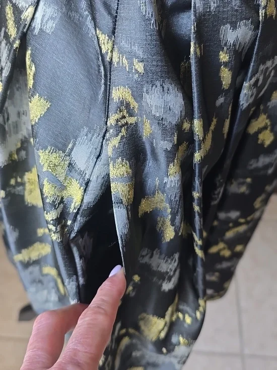 Eliza J Metallic Fit & Flare Dress Black Gold Shimmer Cocktail Party Size Small - Picture 7 of 12